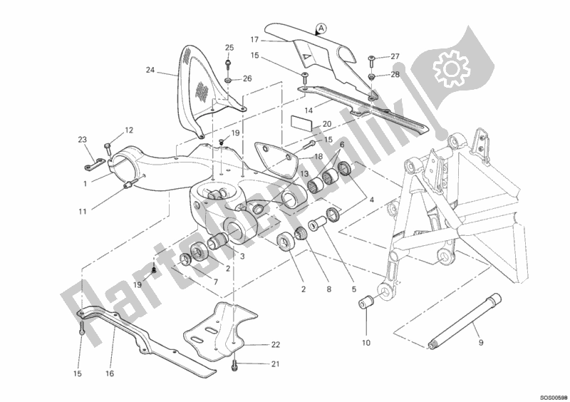 Toutes les pièces pour le Bras Oscillant du Ducati Hypermotard 1100 EVO SP USA 2012